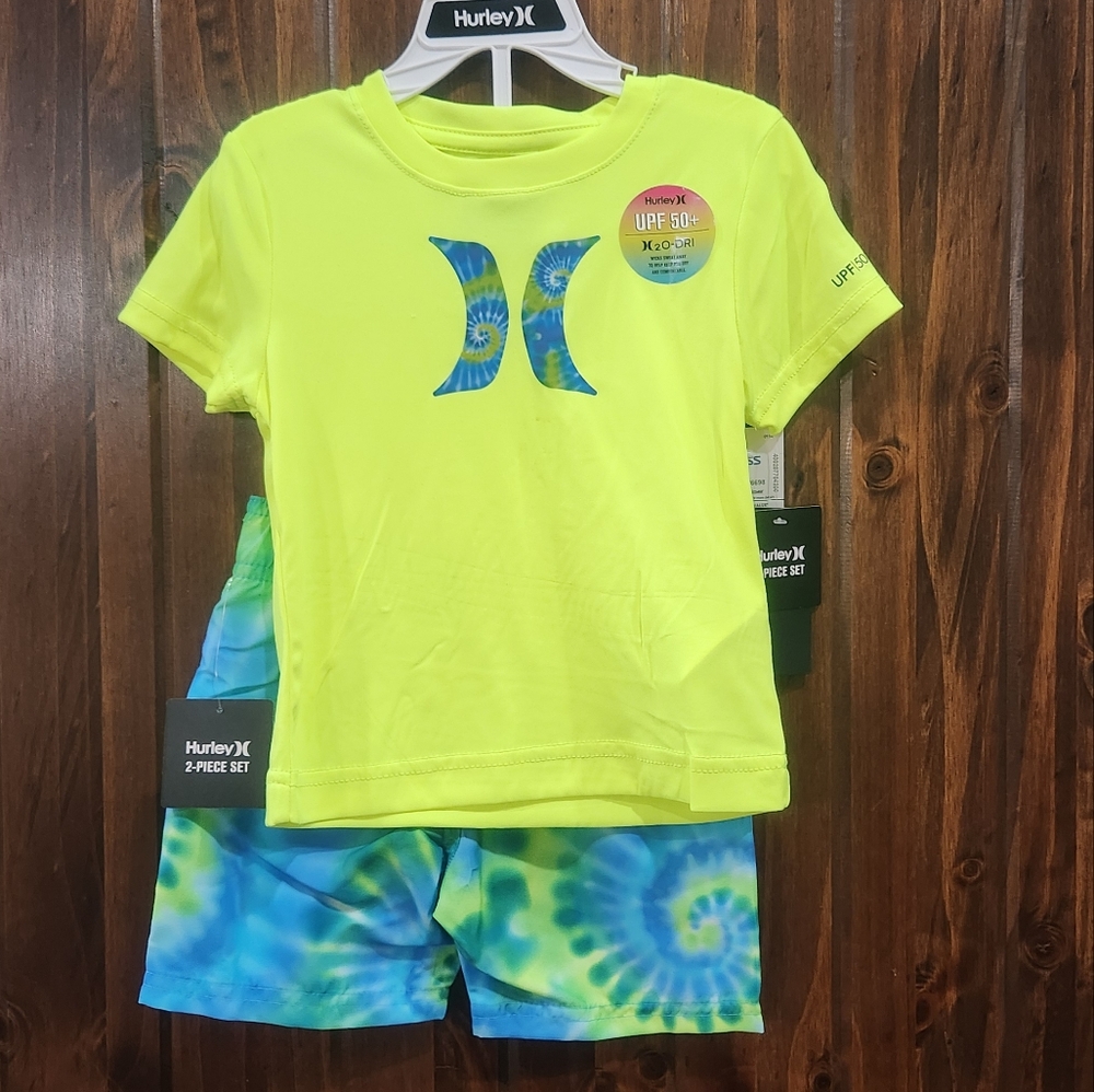 Hurley Kids Swim Set in Neon Yellow and Blue